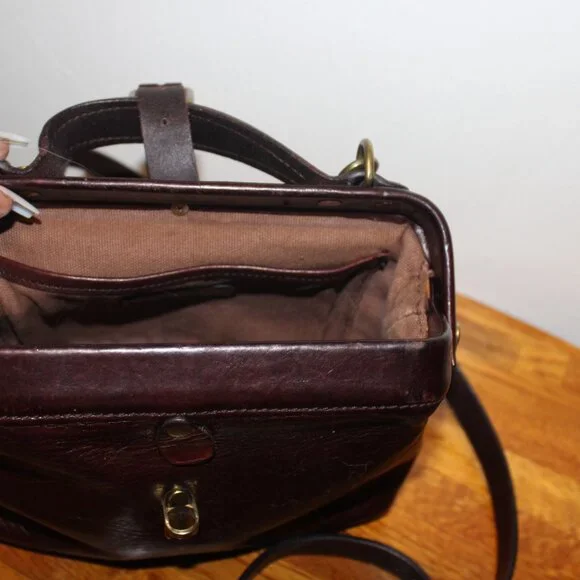 OLD TREND Vintage Leather Framed Satchel Handbag Crossbody Bag - Picture 6 of 11